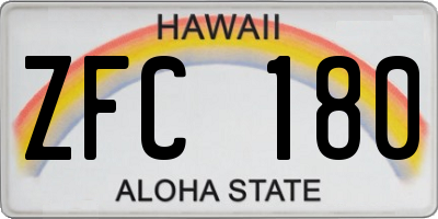 HI license plate ZFC180