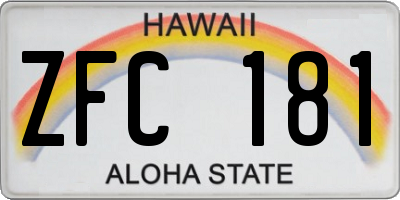 HI license plate ZFC181