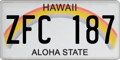 HI license plate ZFC187