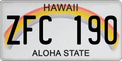 HI license plate ZFC190