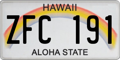 HI license plate ZFC191