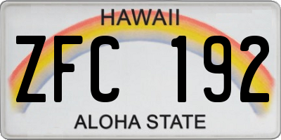 HI license plate ZFC192