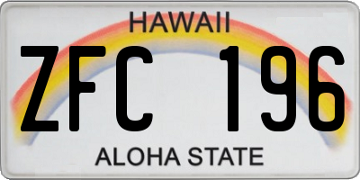 HI license plate ZFC196