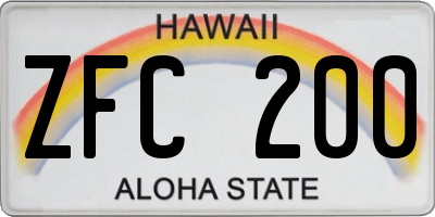 HI license plate ZFC200