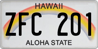 HI license plate ZFC201