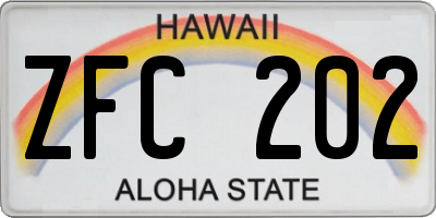HI license plate ZFC202