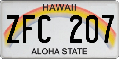 HI license plate ZFC207