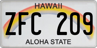 HI license plate ZFC209