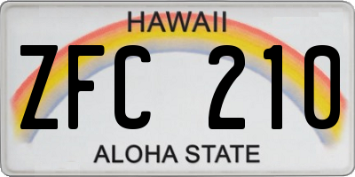 HI license plate ZFC210