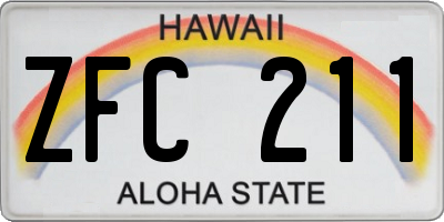 HI license plate ZFC211
