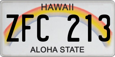 HI license plate ZFC213