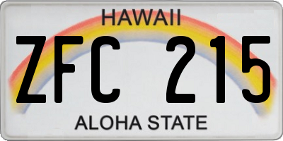 HI license plate ZFC215