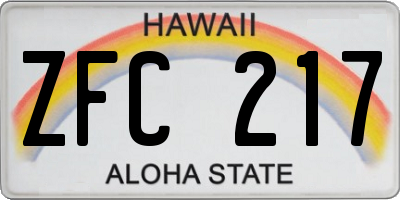 HI license plate ZFC217