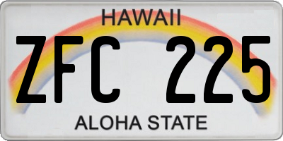 HI license plate ZFC225