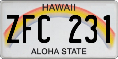 HI license plate ZFC231