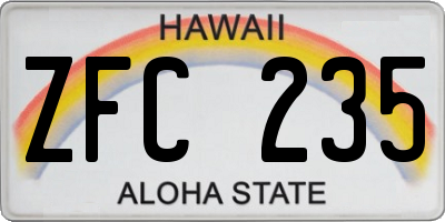 HI license plate ZFC235