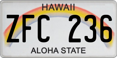 HI license plate ZFC236