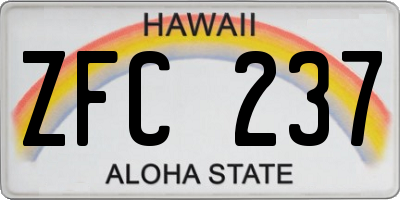HI license plate ZFC237