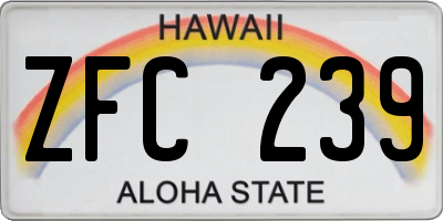 HI license plate ZFC239