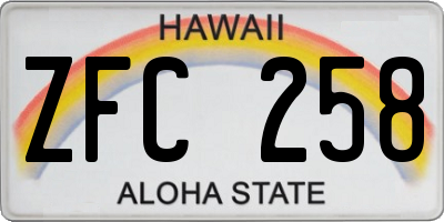 HI license plate ZFC258