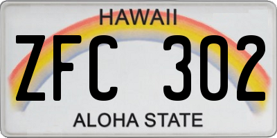 HI license plate ZFC302