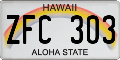 HI license plate ZFC303