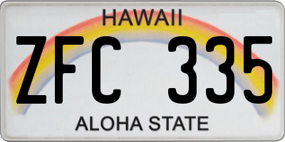 HI license plate ZFC335
