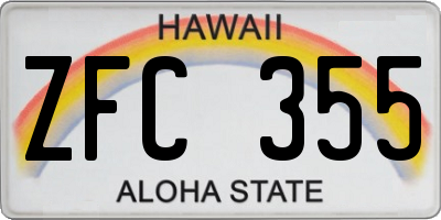 HI license plate ZFC355