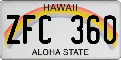 HI license plate ZFC360