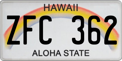 HI license plate ZFC362