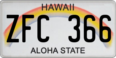 HI license plate ZFC366