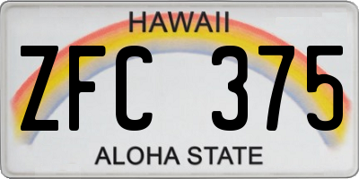 HI license plate ZFC375
