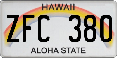 HI license plate ZFC380