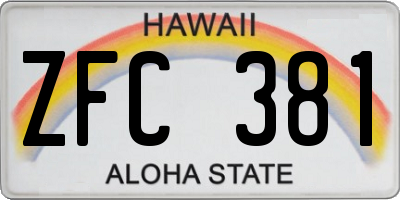 HI license plate ZFC381