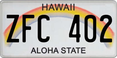 HI license plate ZFC402