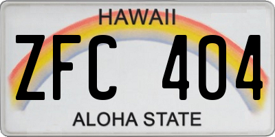 HI license plate ZFC404