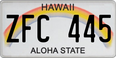 HI license plate ZFC445