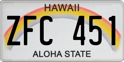 HI license plate ZFC451