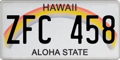 HI license plate ZFC458