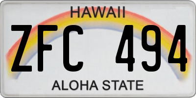 HI license plate ZFC494