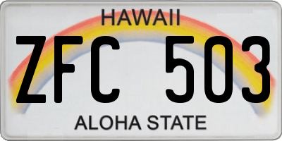 HI license plate ZFC503