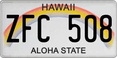 HI license plate ZFC508