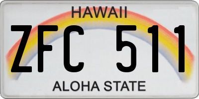 HI license plate ZFC511