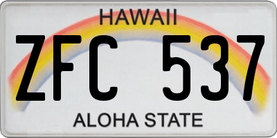 HI license plate ZFC537