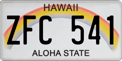 HI license plate ZFC541