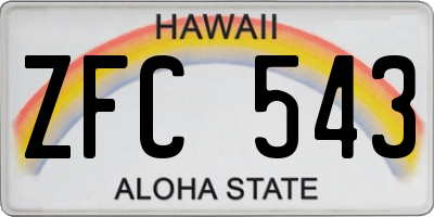 HI license plate ZFC543