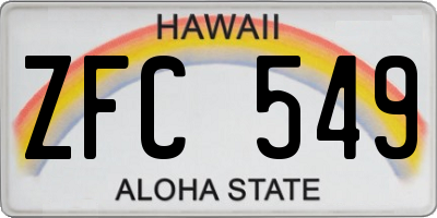 HI license plate ZFC549