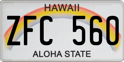 HI license plate ZFC560