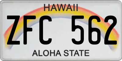HI license plate ZFC562