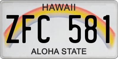 HI license plate ZFC581